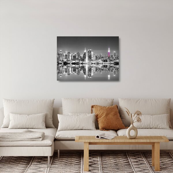 Üveg kép - New York és a lila felhőkarcoló (70x50 cm)
