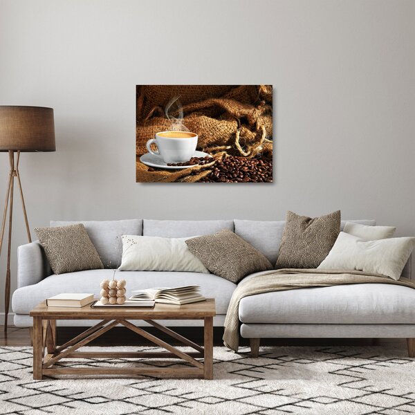 Üveg kép - Egy csésze kávé (70x50 cm)