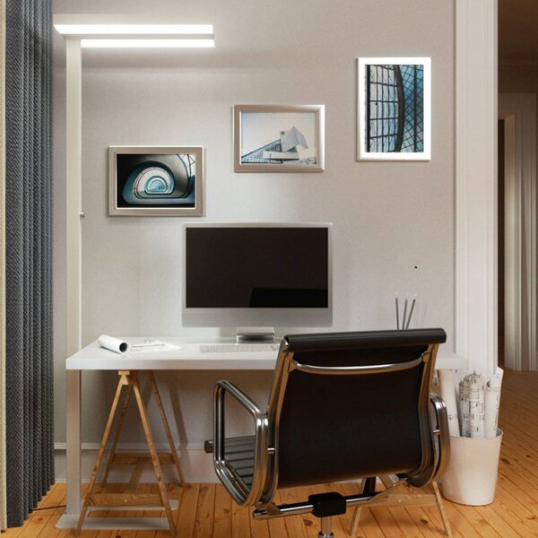 Arcchio LED álló lámpa Logan Basic, fehér, 6000 lm, dimmelhető, dimmelhető, Fehér / opál, Dolgozószoba / Iroda, Alumínium, Modern