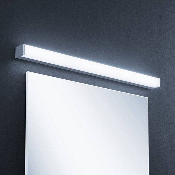Lindby Klea LED-es fürdőszoba lámpa, 90 cm, króm, fém, IP44, Króm / ezüst, Fürdőszoba, Alumínium, Modern