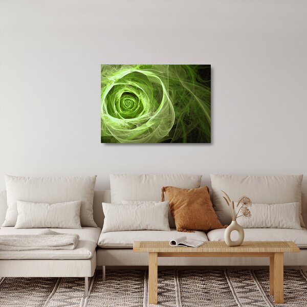 Üveg kép - Absztrakt rózsa zöld (70x50 cm)
