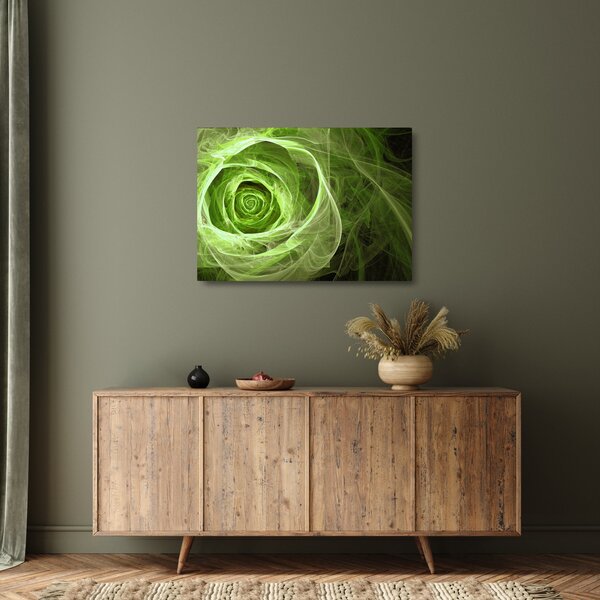 Üveg kép - Absztrakt rózsa zöld (70x50 cm)