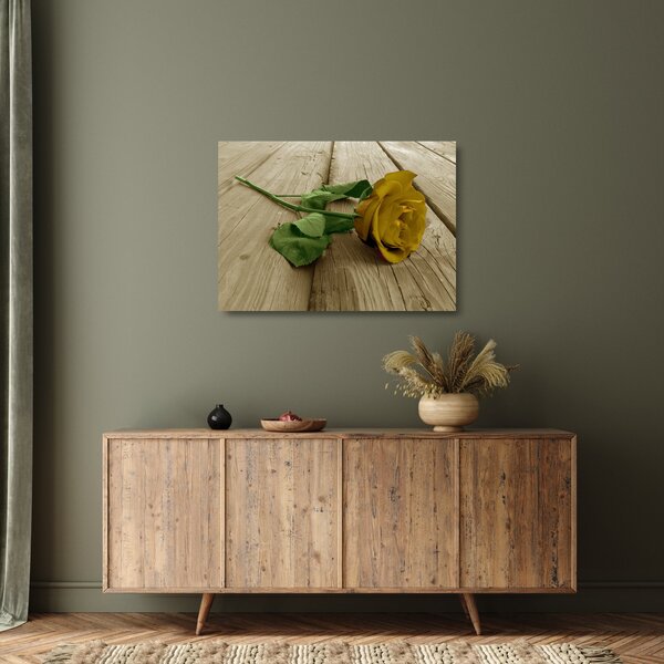Üveg kép - Vintage sárga rózsák (70x50 cm)