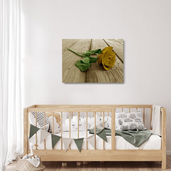 Üveg kép - Vintage sárga rózsák (70x50 cm)