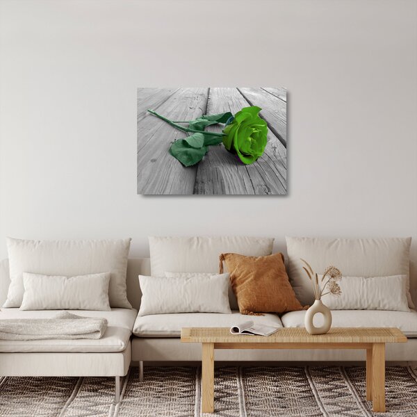 Üveg kép - Zöld rózsa (70x50 cm)