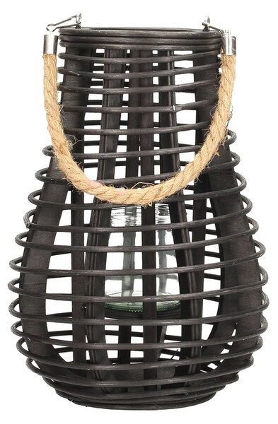 Vela rattan lámpás 33 cm fekete