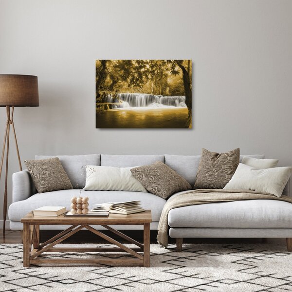 Üveg kép - Vízesés, vintage (70x50 cm)
