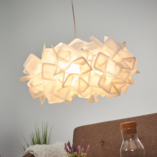 Slamp Clizia - designer függő lámpa, fehér, dimmelhető, Fehér / opál, Nappali / Étkező, Műanyag, Dizájn