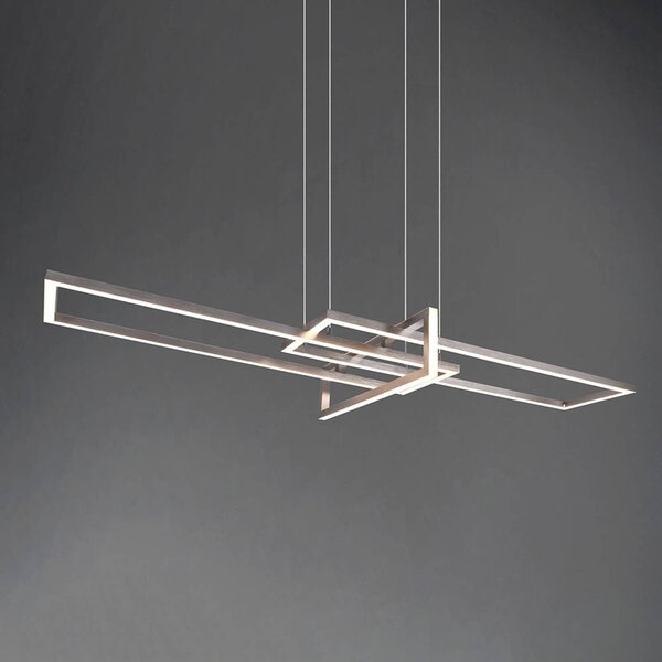 Trio Lighting LED függő lámpa Salinas, 3 000 K, matt nikkel, dimmelhető, Alu / szürke / cink, Nappali / Étkező, fém, Modern