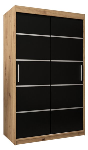 VERONA 1 120 tolóajtós szekrény, 120x200x62, dub artisan/fekete