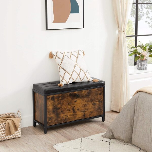 Cipősszekrény TAYLOR paddal 80x30 cm, rusztikus barna/fekete