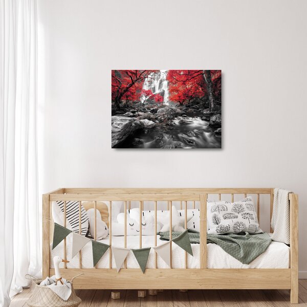 Üveg kép - Vízesések az őszi tájban (70x50 cm)