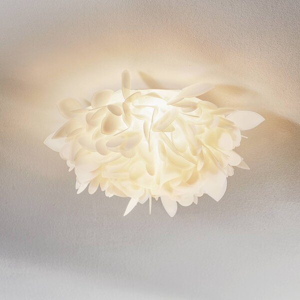 Slamp Veli Foliage Mini fali világítás, Ø 36 cm, dimmelhető, Fehér / opál, Nappali / Étkező, Műanyag, Dizájn