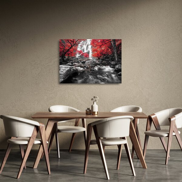 Üveg kép - Vízesések az őszi tájban (70x50 cm)