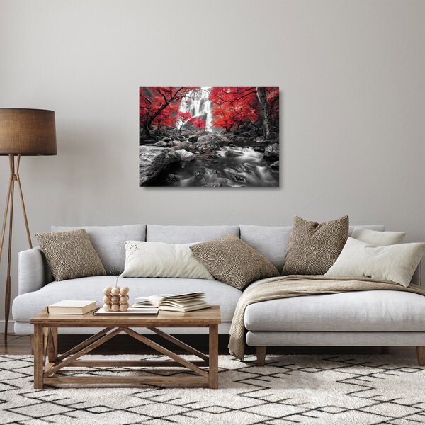 Üveg kép - Vízesések az őszi tájban (70x50 cm)