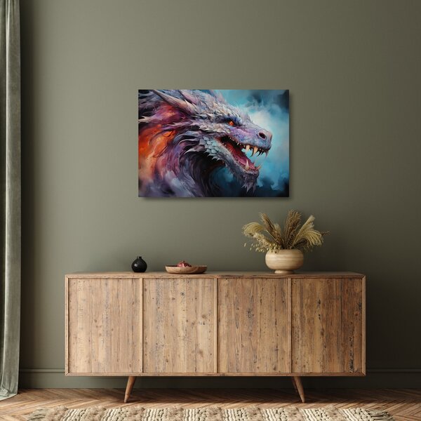 Üveg kép - Egy sárkány illusztrációja (70x50 cm)