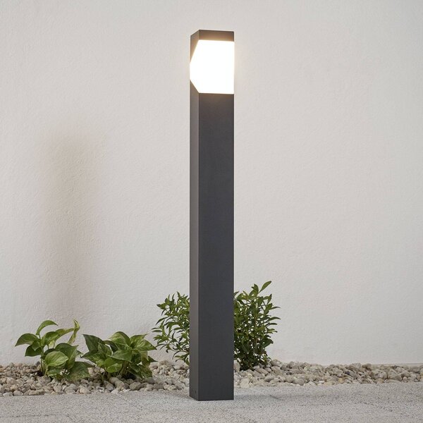 Lucande Kiran ösvényvilágítás, 100 cm, szürke, fém, IP44, E27, dimmelhető, Fekete, Alumínium, Modern