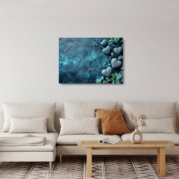 Üveg kép - Szív alakú kövek (70x50 cm)