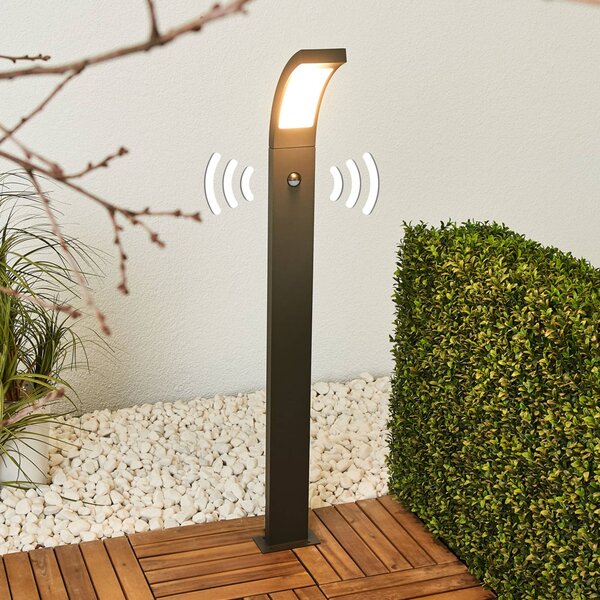 Lucande LED-es Juvia útvilágítás, 100 cm, mozgásérzékelő, IP54, Fekete, Alumínium, Modern