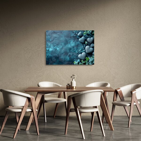 Üveg kép - Szív alakú kövek (70x50 cm)