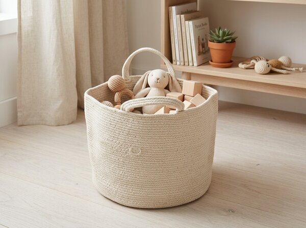 Tárolókosár fogantyúkkal COTTON HAVEN 35x35 cm - több színben Termék színe: Világoszöld