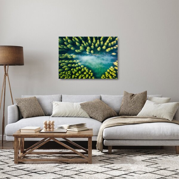 Üveg kép - Egy ködbe burkolt erdő (70x50 cm)