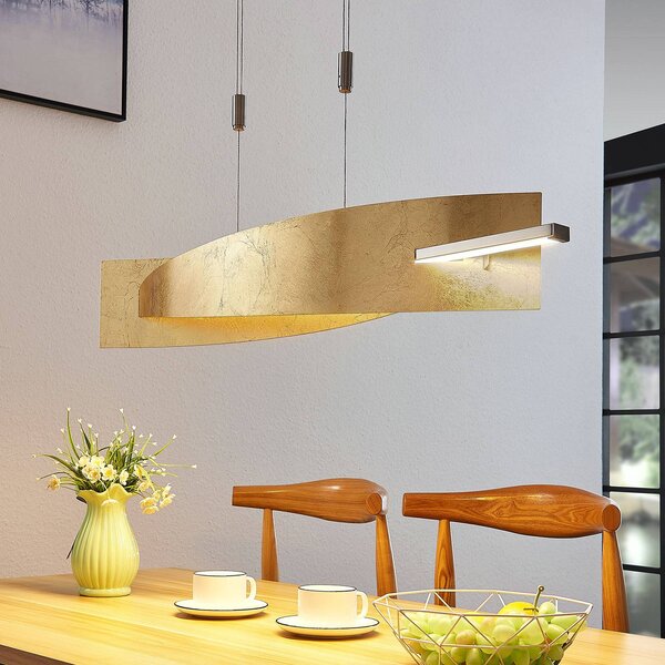 Lucande LED-es függőlámpa Marija, 101 cm, arany színű, fényerőszabályzóval, dimmelhető, Sárgaréz / arany, Nappali / Étkező, fém, Modern