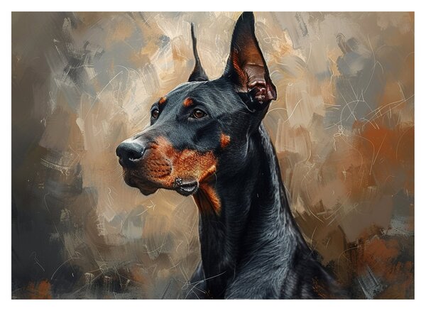Üveg kép - Dobrman portréja (70x50 cm)