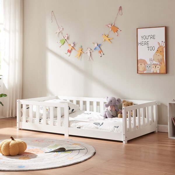 Montessori gyerekágy Tanna leesésgátlóval 80x160 cm fehér [en.casa]