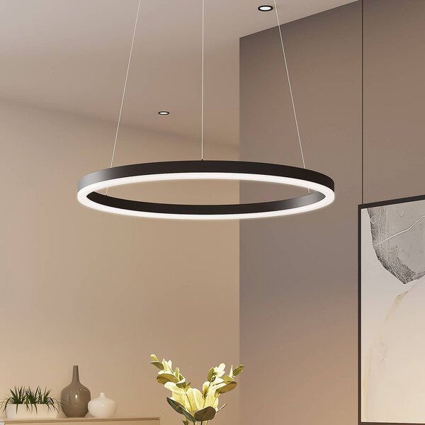 Arcchio Albiona LED lógó világítás, fekete, 1 gyűrű, Ø 60 cm, dimmelhető, Fekete, Konyha, fém, Modern