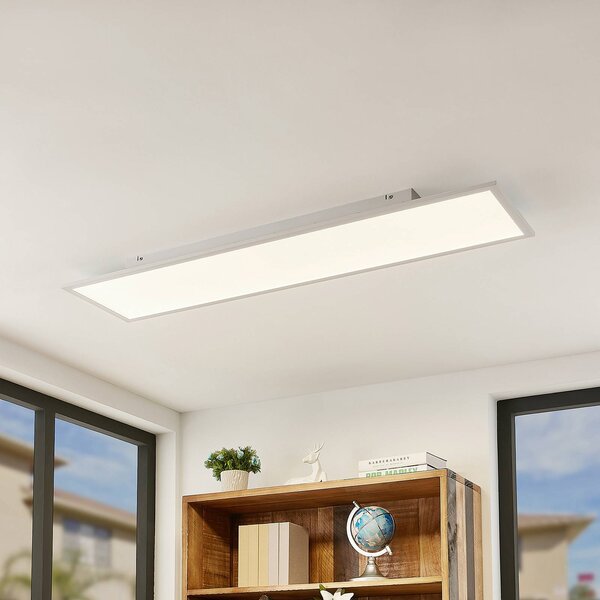 Lindby LED panel Quais, 30 x 120 cm, fehér, alumínium, 4,000K, Fehér / opál, Konyha, Alumínium, Modern