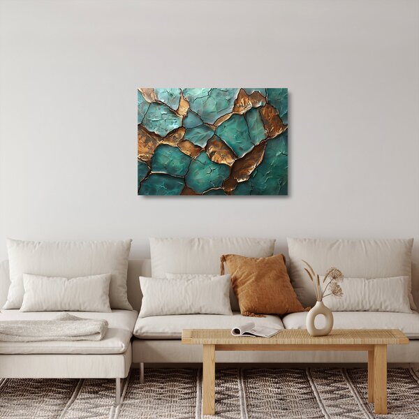 Üveg kép - Zöld-arany festés (70x50 cm)