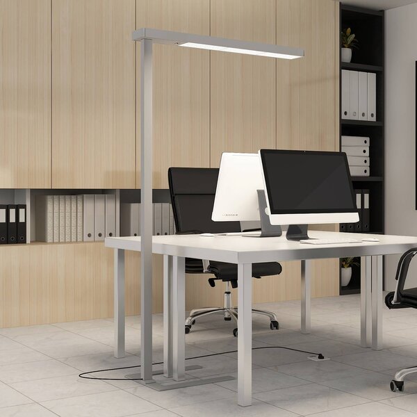 Arcchio LED irodai állólámpa Susi, ezüst, érzékelő, érintéses dimmerrel, dimmelhető, Alu / szürke / cink, Dolgozószoba / Iroda, Alumínium, Modern