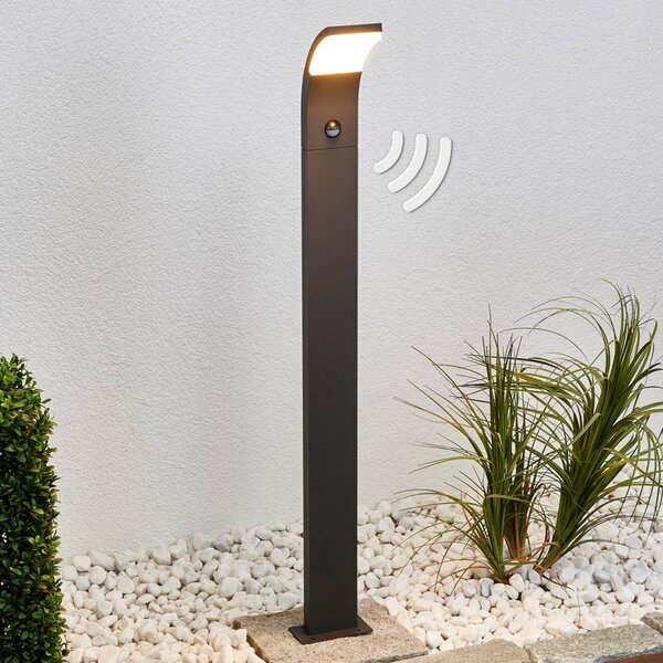 Lucande Timm LED ösvény lámpa, érzékelő, 100cm, antracit, IP54, Fekete, Alumínium, Modern