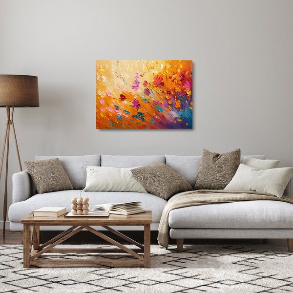 Üveg kép - Színes virágok festése (70x50 cm)