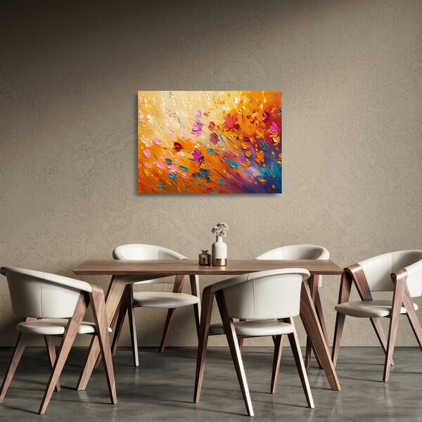 Üveg kép - Színes virágok festése (70x50 cm)
