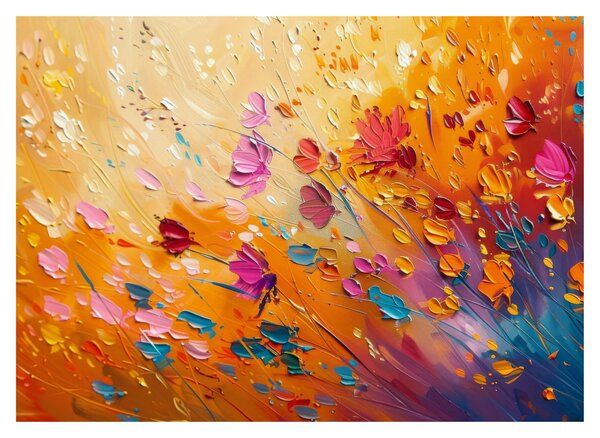Üveg kép - Színes virágok festése (70x50 cm)