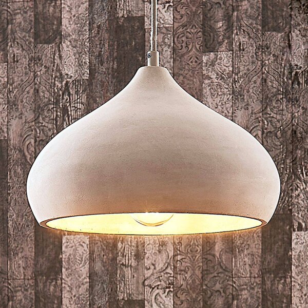 Lindby függőlámpa Morton, Ø 29 cm, szürke, beton, E27, dimmelhető, Alu / szürke / cink, Nappali / Étkező, Beton, Modern