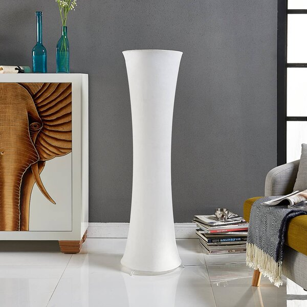 Lindby állólámpa Liana, magasság 123 cm, fehér, textil, Fehér / opál, Nappali / Étkező, Textil / szövet / selyem, Modern