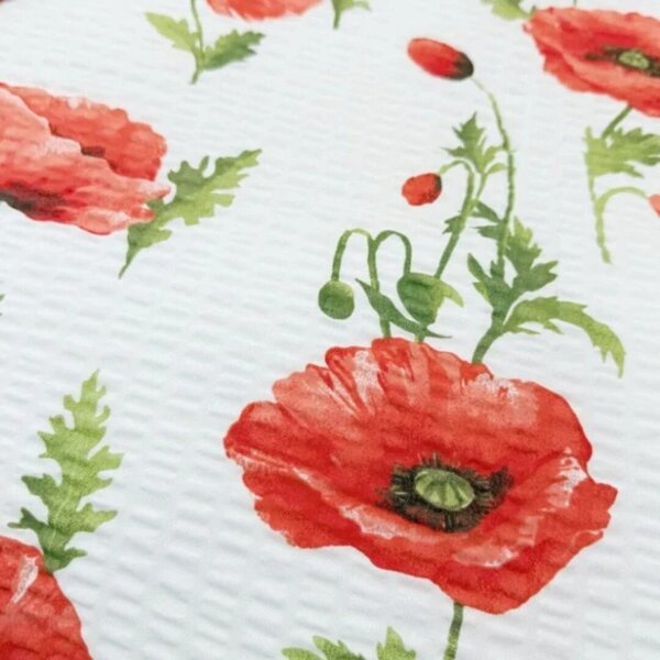 Fehér pipacsok krepp ágyneműhuzat TiaHome - 1x Párna 90x70cm, 1x Paplan 140x200cm