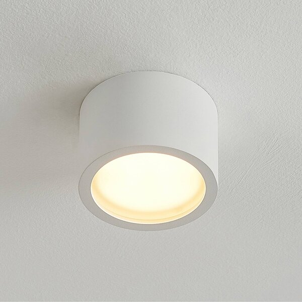Arcchio Downlight Nieva, GX53, fehér, kerek, Ø 10cm, fém, dimmelhető, Fehér / opál, Folyosó, Alumínium, Modern