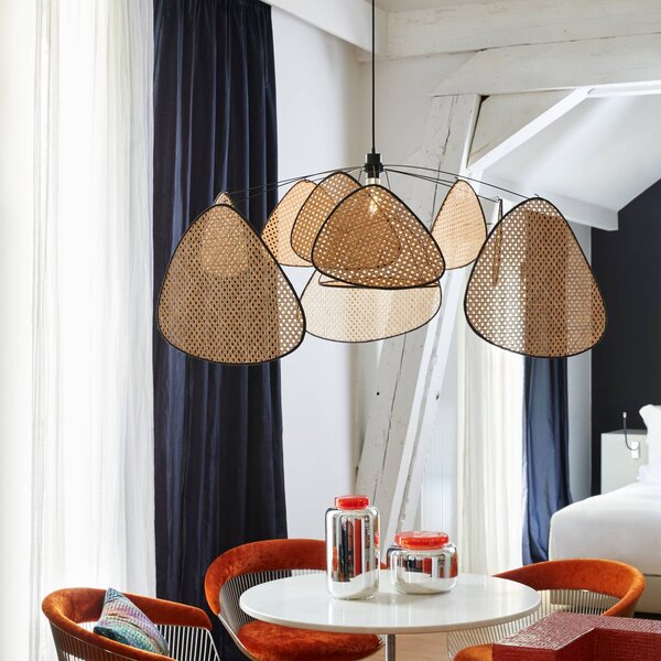 MARKET SET lógó világítás Screen XL, 60 cm, természetes, rattan, dimmelhető, Világos fa, Nappali / Étkező, Fa, Dizájn