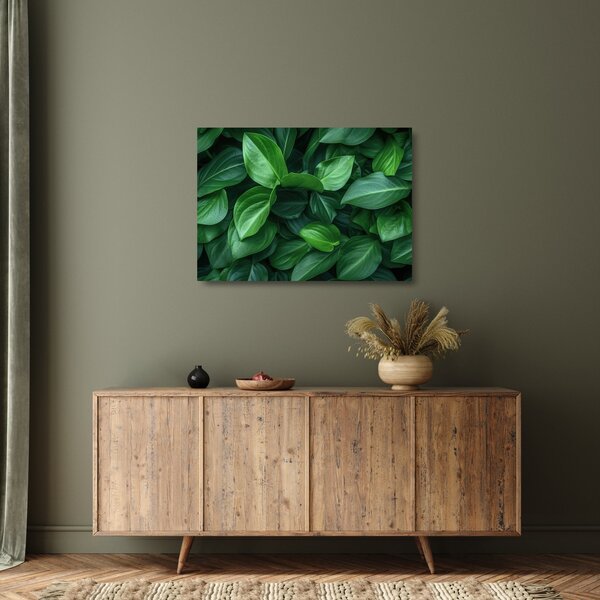 Üveg kép - Zöld levelek (70x50 cm)