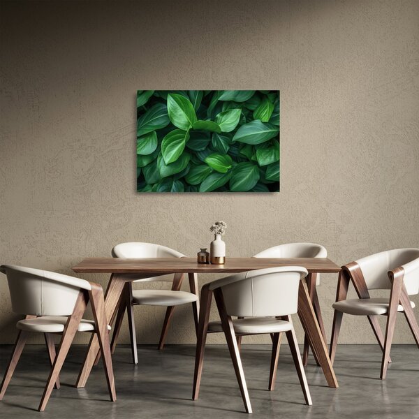Üveg kép - Zöld levelek (70x50 cm)