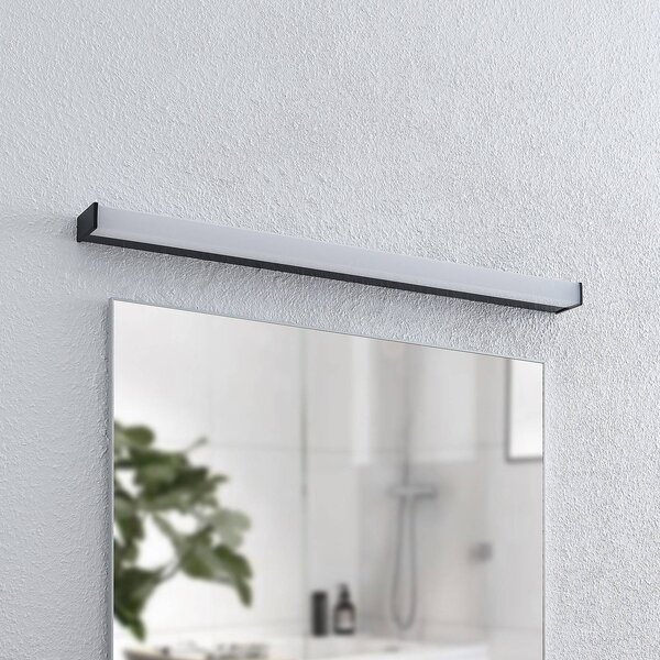 Lindby LED fürdőszoba fali lámpa Ulisan, 89 cm, fekete, szögletes, szögletes, Fekete, Fürdőszoba, Alumínium, Modern