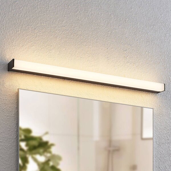 Lindby LED fürdőszoba fali lámpa Ulisan, 89 cm, fekete, szögletes, szögletes, Fekete, Fürdőszoba, Alumínium, Modern