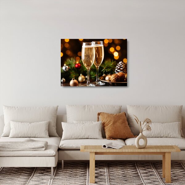 Üveg kép - Egy pohár pezsgő (70x50 cm)