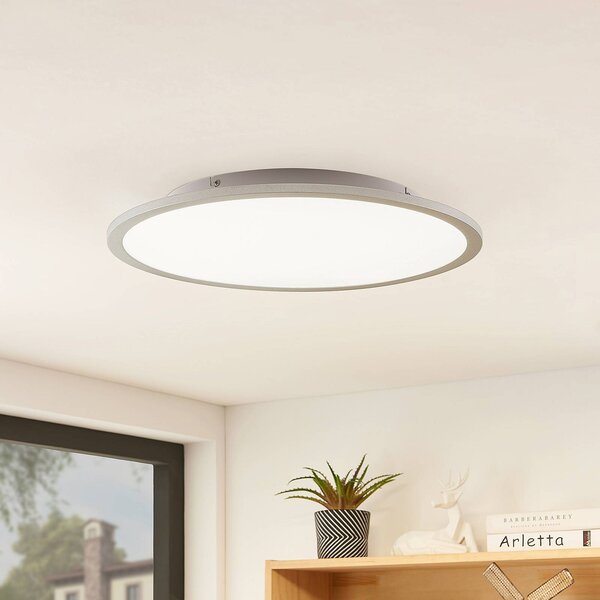 Lindby LED mennyezeti lámpa Narima, 4,000 K, Ø 50 cm, ezüst, Alu / szürke / cink, Konyha, Műanyag, Modern