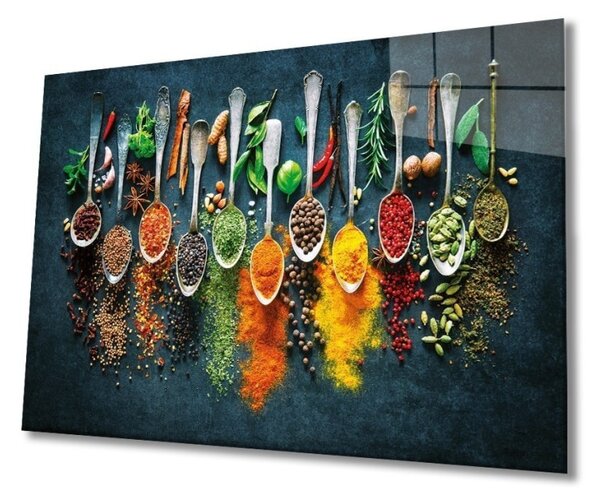 Edzett üveg fali dekoráció, fűszerek, 46x72 cm