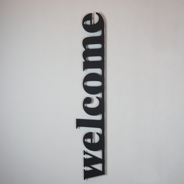 Fém fali dekoráció, welcome, 18x98 cm